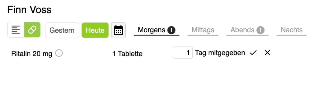 Medikament mitgeben